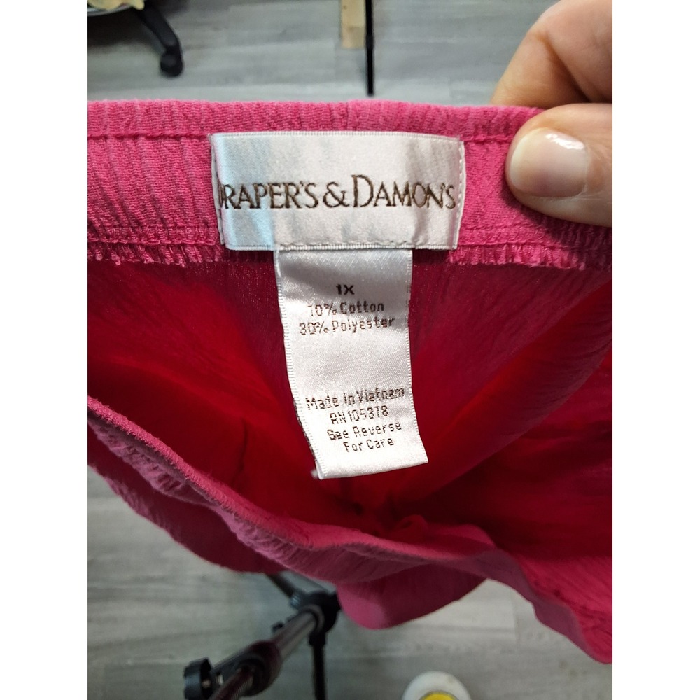 Drapers & Damons Pink Textured Pull On Capri Crop Pants Womens 1X Cotton Blend - Picture 4 of 5